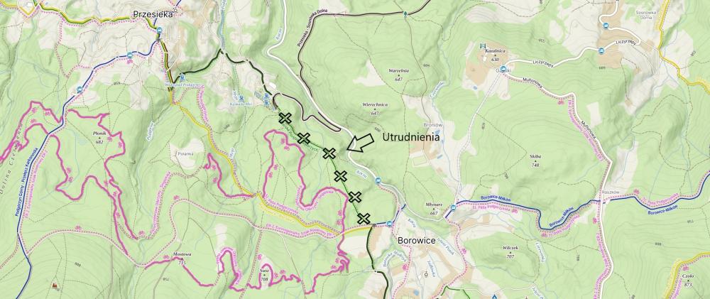 Utrudnienia przy zielonym szlaku
